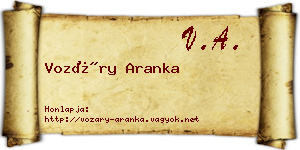Vozáry Aranka névjegykártya