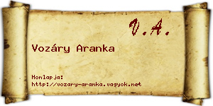 Vozáry Aranka névjegykártya